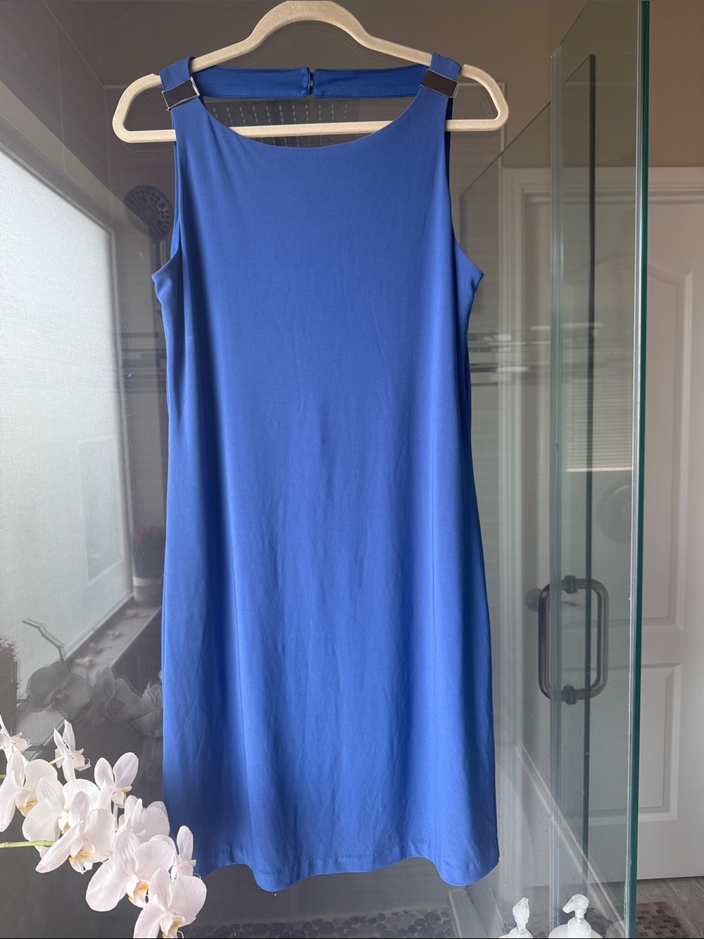 White House Black Market cobalt blue sleeveless midi dress